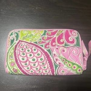 Vera Bradley Zip Around Wristlet Wallet in Pinwheel Pink Print